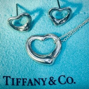 Tiffany & Co. Silver Elsa Peretti Heart Jewelry Set